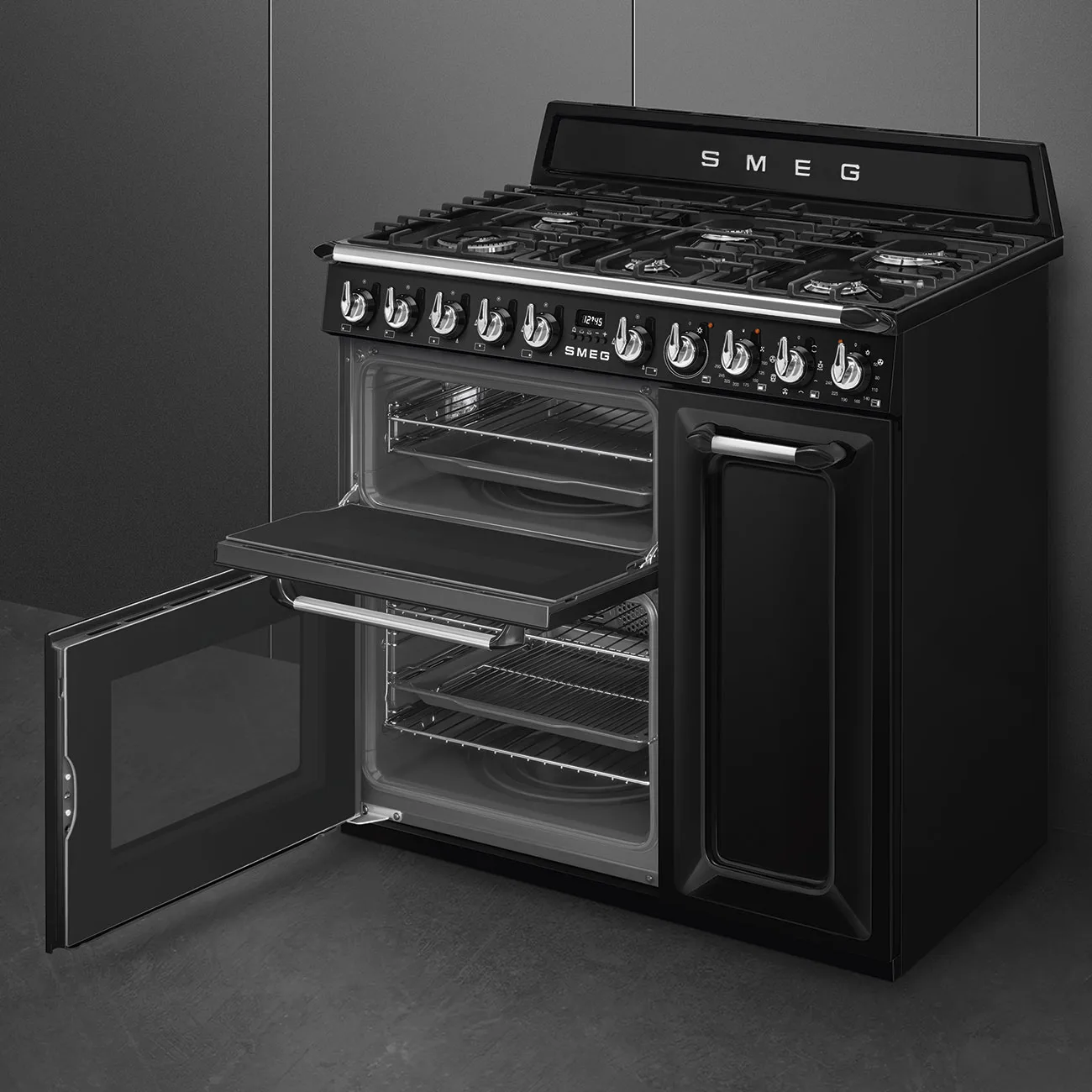 Smeg TR93BL Victoria Gazlı Kuzine 90 cm. Siyah - Görsel 6