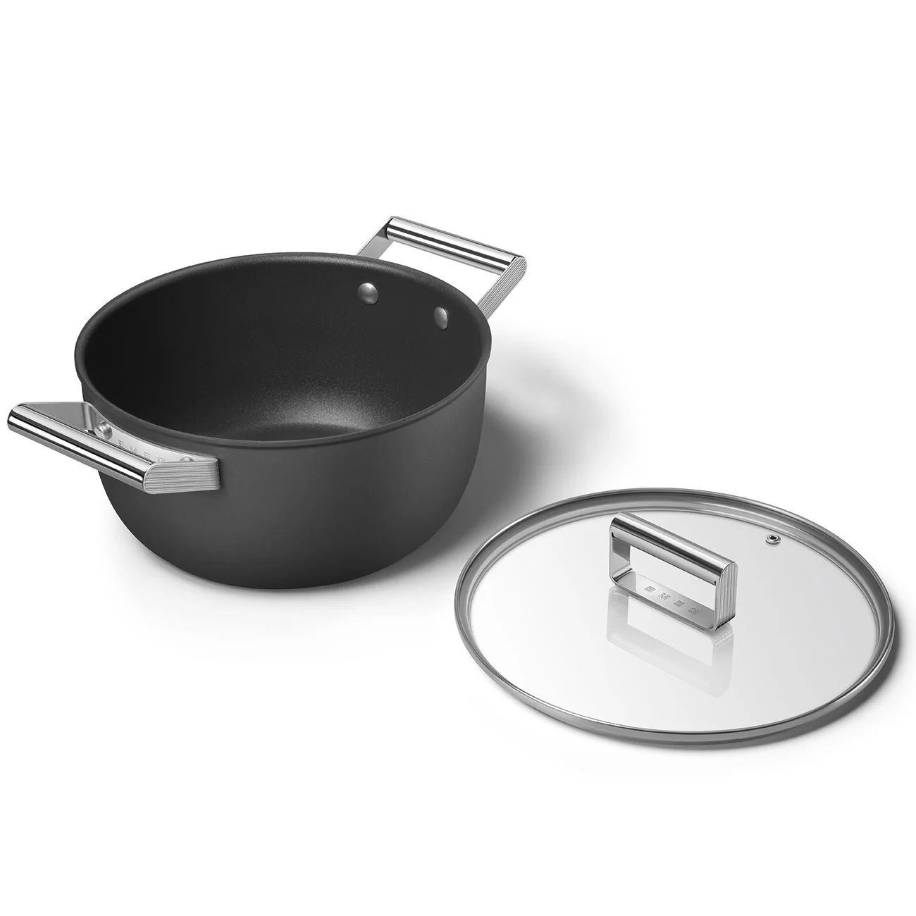 Smeg CKFC2411BLM Cookware Yapışmaz Tencere Cam Kapaklı 24 cm. Siyah - Görsel 4