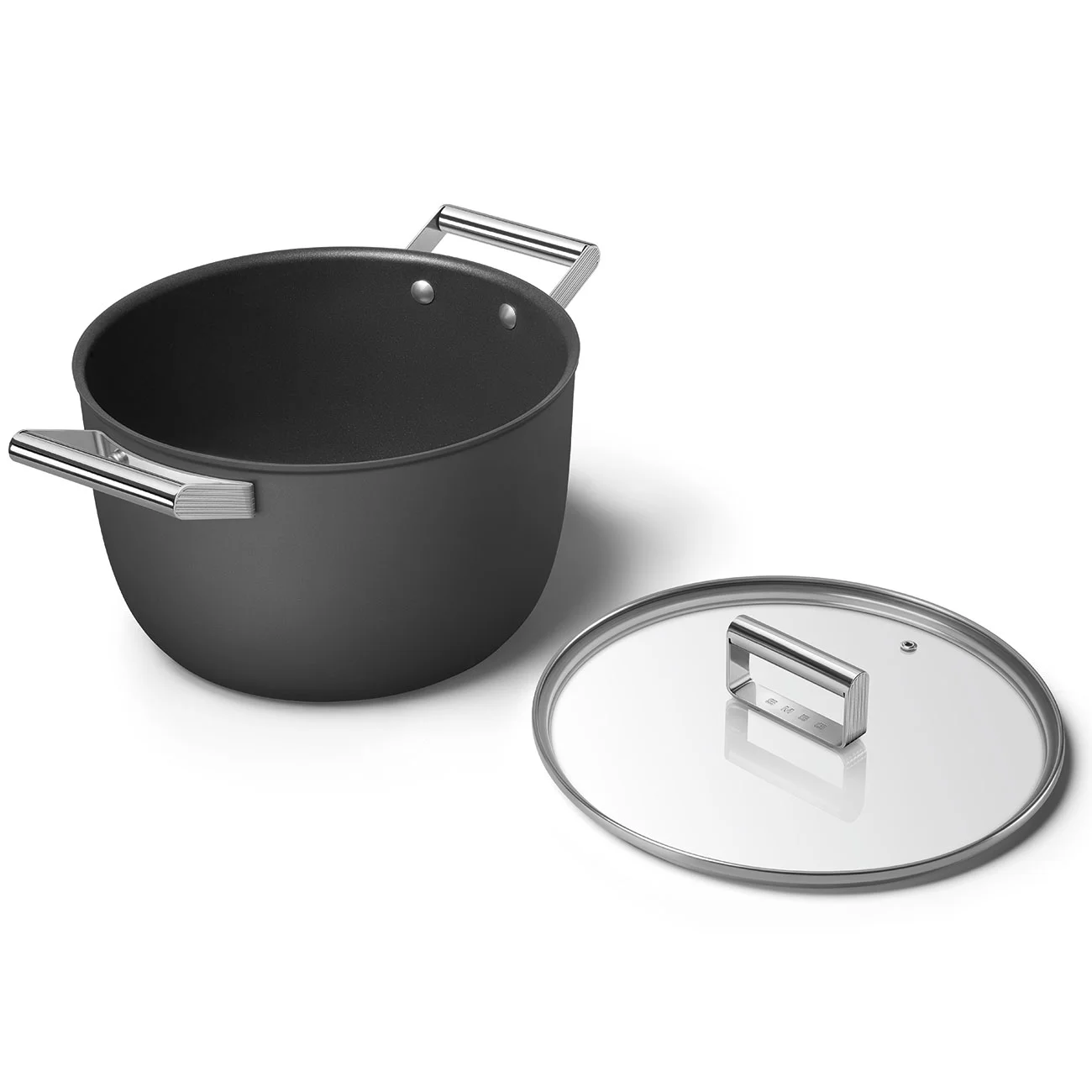 Smeg CKFC2611BLM Cookware Yapışmaz Tencere Cam Kapaklı 26 cm. Siyah - Görsel 4