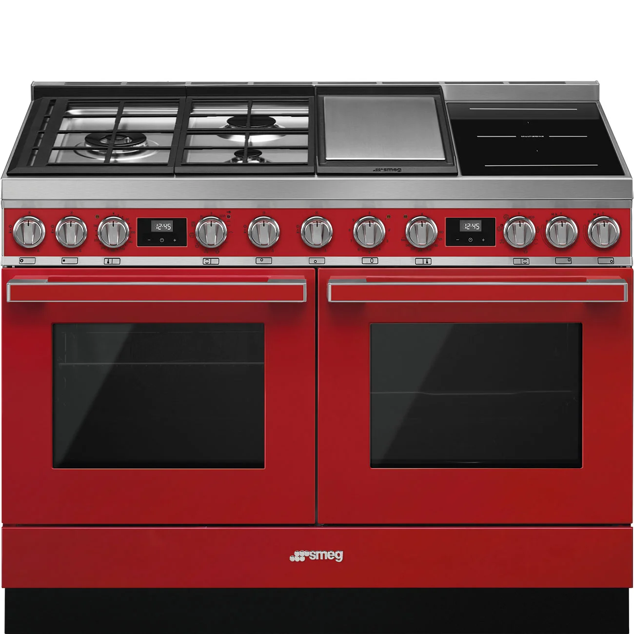 Smeg CPF120IGMPR Portofino 2 Fırınlı Üstü İndüksiyon+Tepenyaki+Gazlı Kuzine 120 cm. Kırmızı