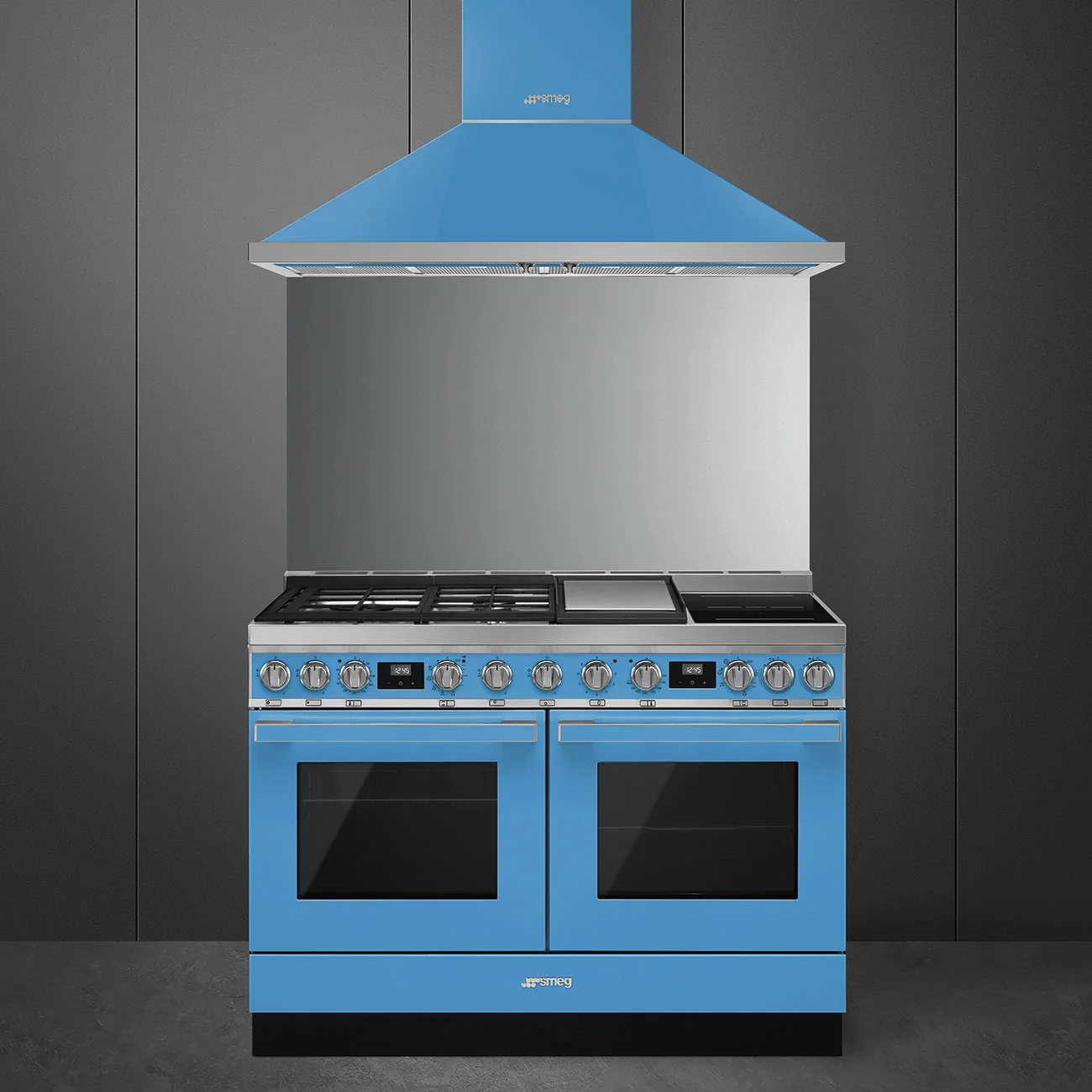 Smeg CPF120IGMPT Portofino 2 Fırınlı Üstü İndüksiyon+Tepenyaki+Gazlı Kuzine 120 cm. Turkuaz - Görsel 2
