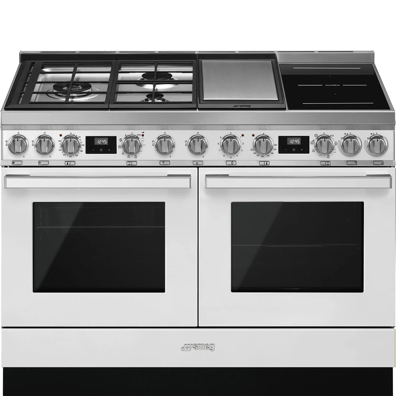 Smeg CPF120IGMPWH Portofino 2 Fırınlı Üstü İndüksiyon+Tepenyaki+Gazlı Kuzine 120 cm. Beyaz