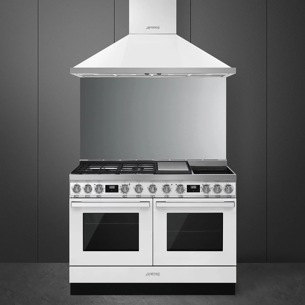Smeg CPF120IGMPWH Portofino 2 Fırınlı Üstü İndüksiyon+Tepenyaki+Gazlı Kuzine 120 cm. Beyaz - Görsel 2