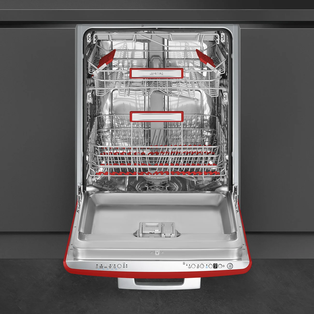 Smeg STFABRD3 Retro Ankastre Bulaşık Makinesi 60 cm. Kırmızı - Görsel 3