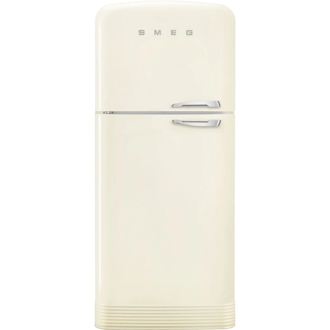 Smeg FAB50LCR5 Retro Dondurucu Üstte 2 Kapılı Buzdolabı Krem Gümüş Estetik Sol Menteşe