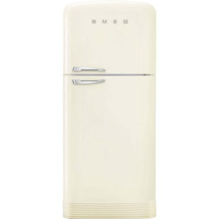 Smeg FAB50RCR5 Retro Dondurucu Üstte 2 Kapılı Buzdolabı Krem Gümüş Estetik Sağ Menteşe