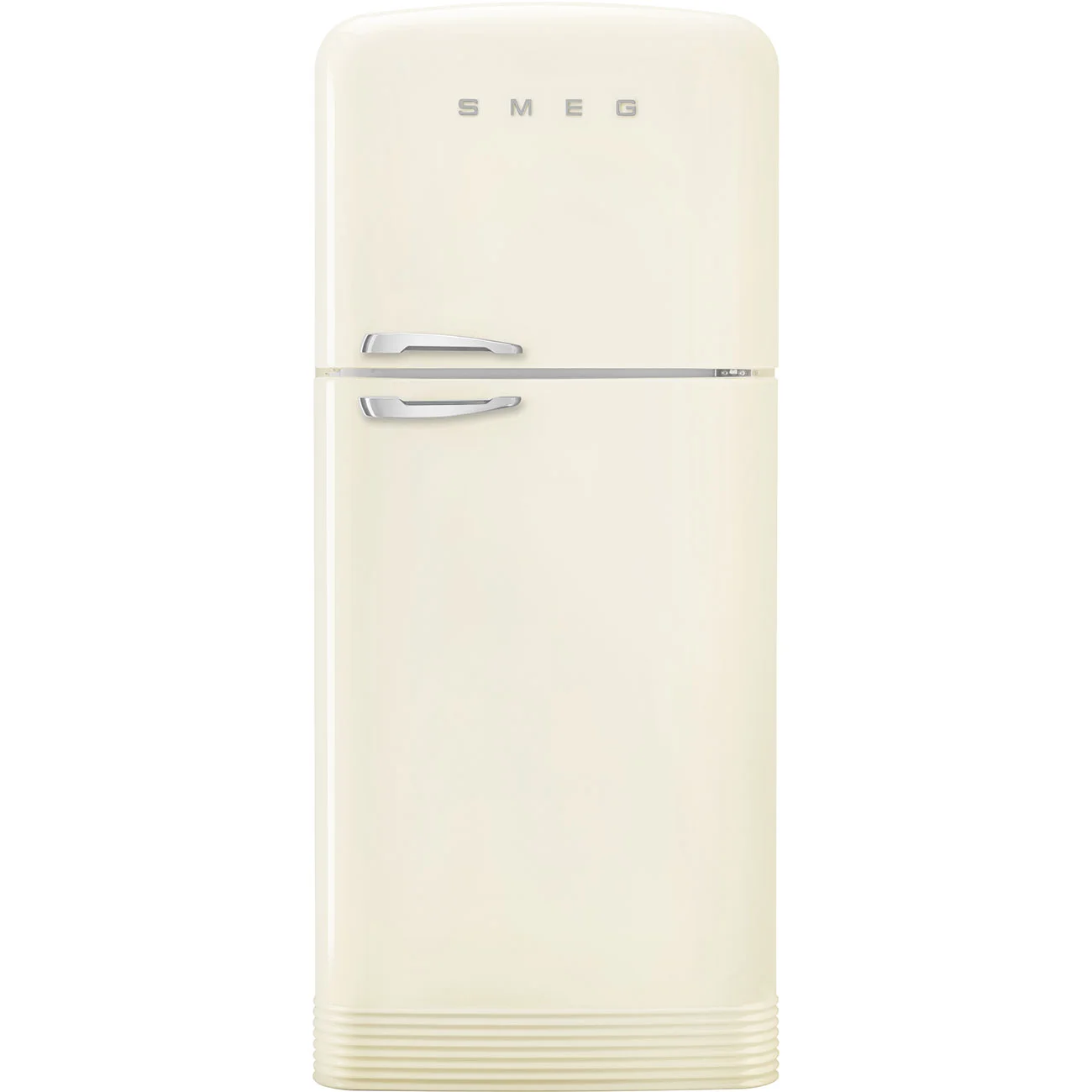 Smeg FAB50RCR5 Retro Dondurucu Üstte 2 Kapılı Buzdolabı Krem Gümüş Estetik Sağ Menteşe