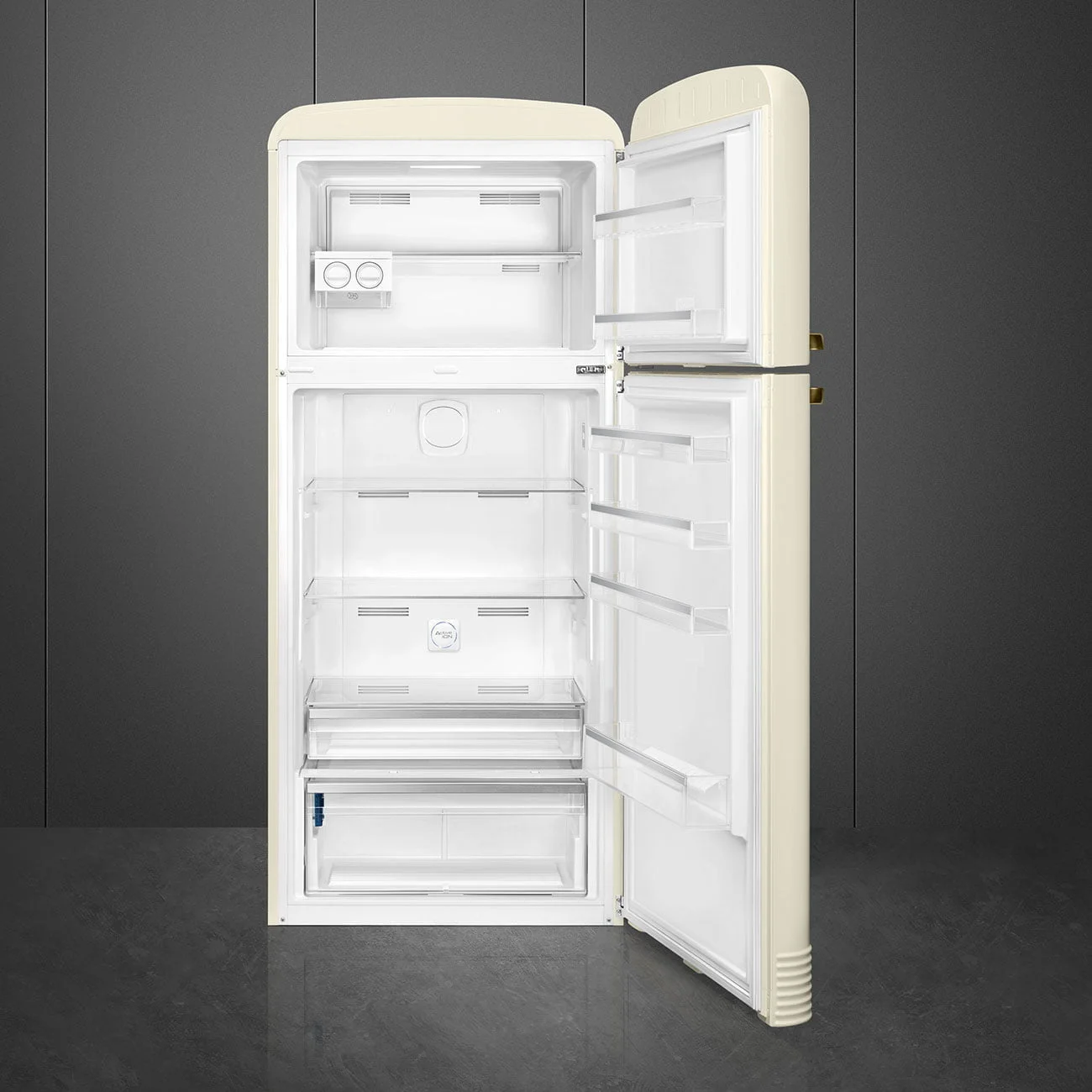Smeg FAB50RCRB5 Retro Dondurucu Üstte 2 Kapılı Buzdolabı Krem Rustik Estetik Sağ Menteşe - Görsel 2