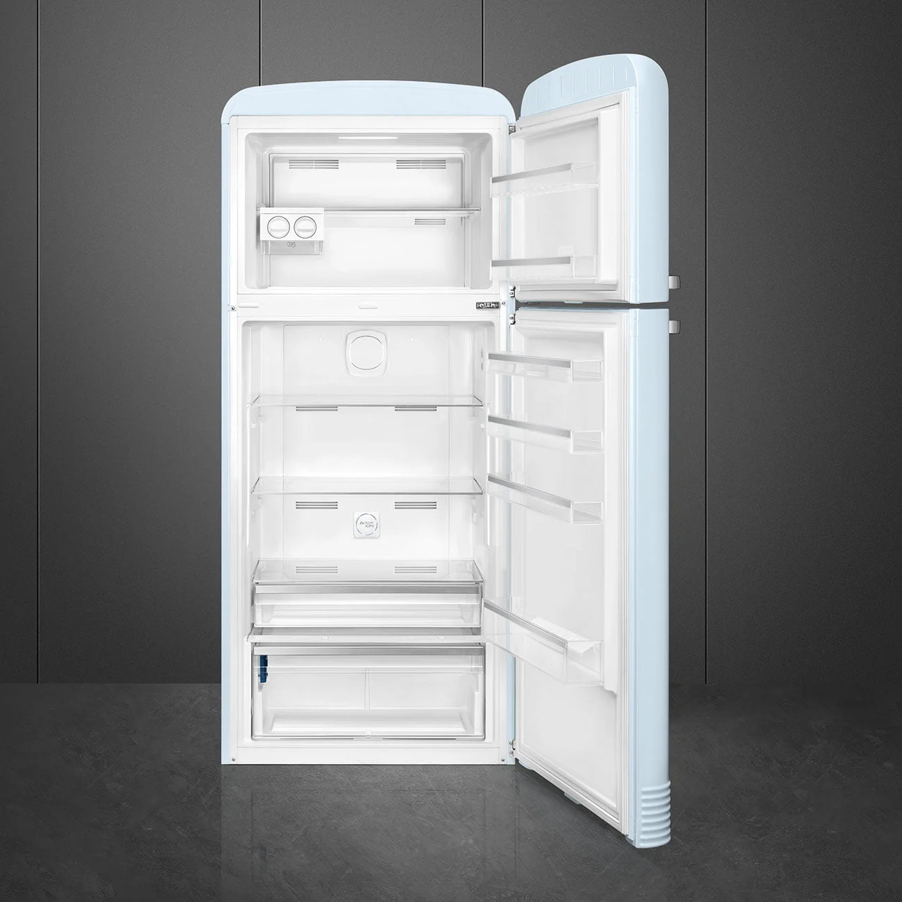 Smeg FAB50RPB5 Retro Dondurucu Üstte 2 Kapılı Buzdolabı Pastel Mavi Sağ Menteşe - Görsel 2