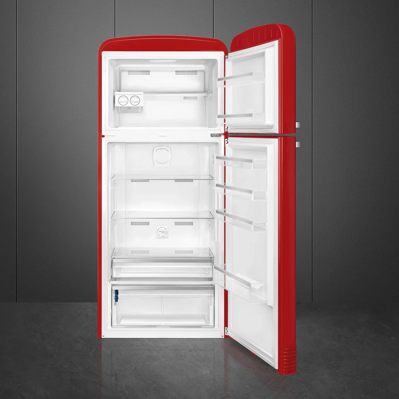 Smeg FAB50RRD5 Retro Dondurucu Üstte 2 Kapılı Buzdolabı Kırmızı Sağ Menteşe - Görsel 2