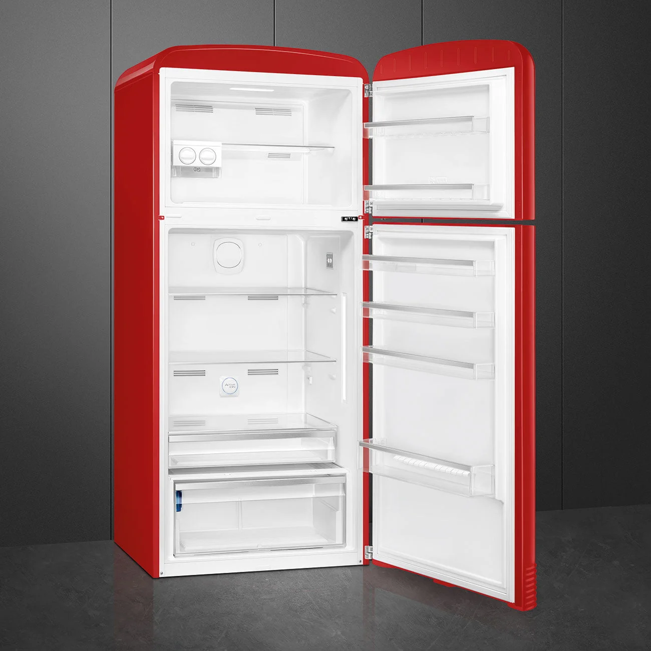 Smeg FAB50RRD5 Retro Dondurucu Üstte 2 Kapılı Buzdolabı Kırmızı Sağ Menteşe - Görsel 5