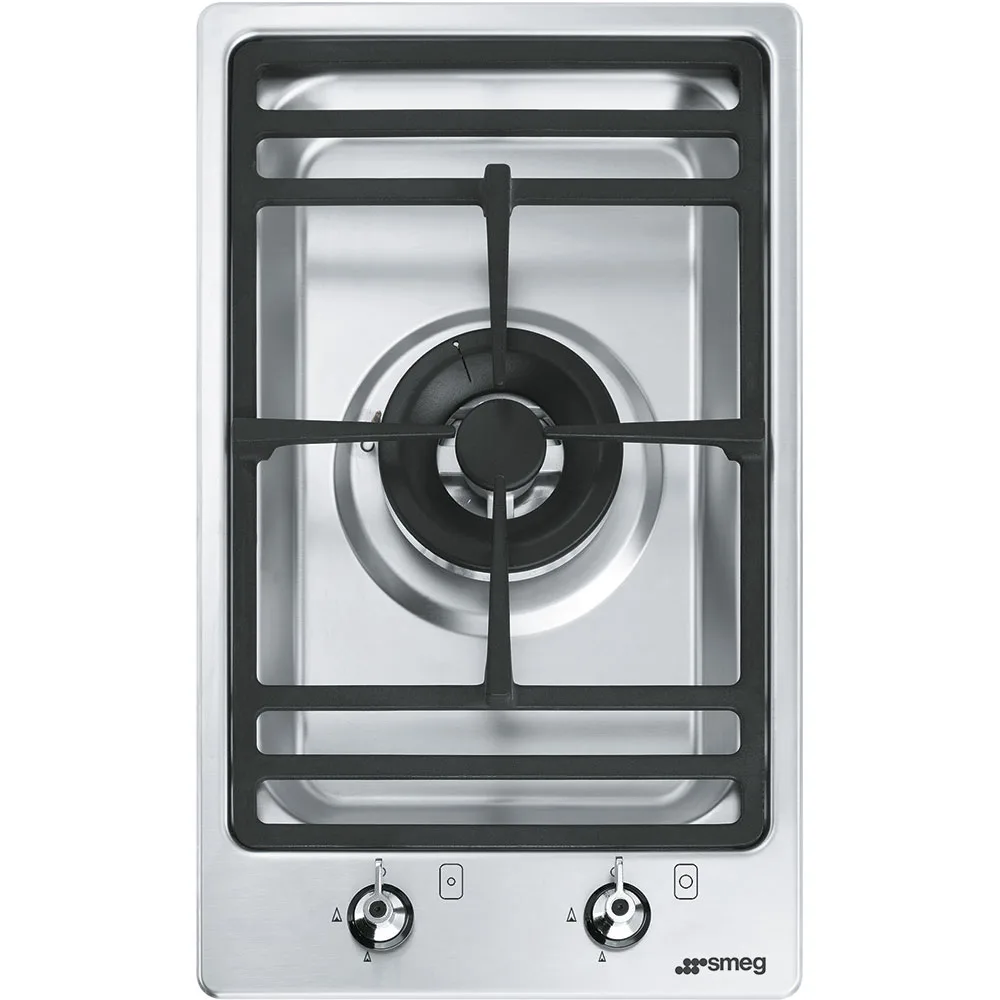 Smeg PGF31G-1 Domino Klasik Seri Ankastre 1 Wok Gözlü Gazlı Ocak 31 cm. Çelik