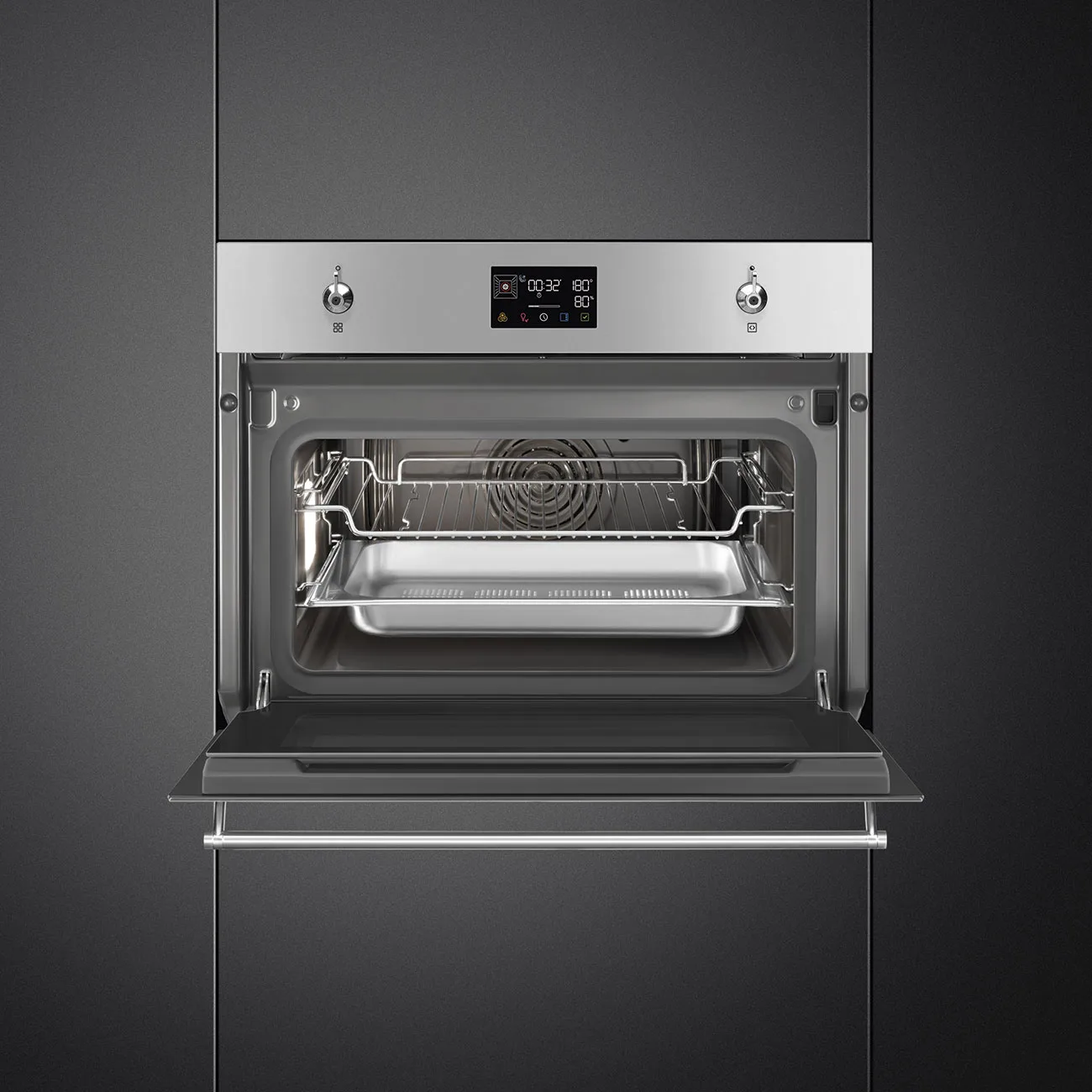 Smeg SO4302S3X Klasik Seri Galileo Steam100 Kombi %100 Buharlı Fırın H:45 cm. Çelik - Görsel 3