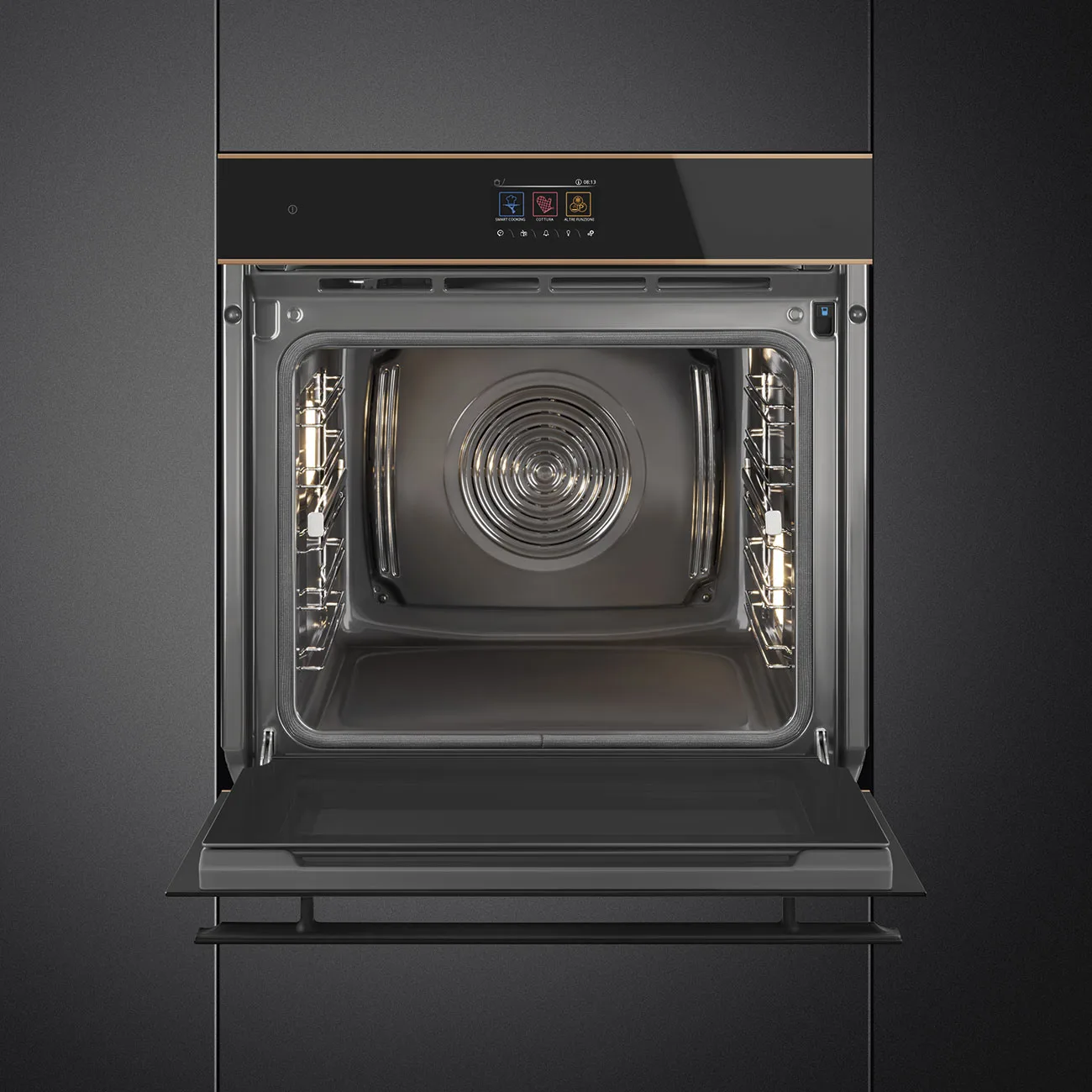 Smeg SOP6604TPNR D.S.N. Galileo Pirolitik Fırın 60 cm. Siyah Cam Bakır Estetik - Görsel 4