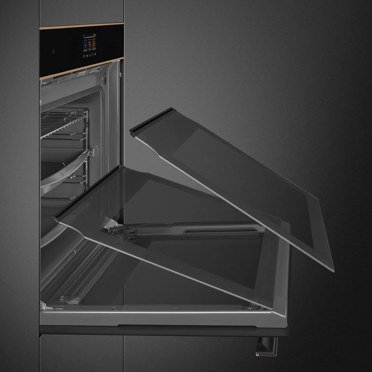 Smeg SOP6604TPNR D.S.N. Galileo Pirolitik Fırın 60 cm. Siyah Cam Bakır Estetik - Görsel 7
