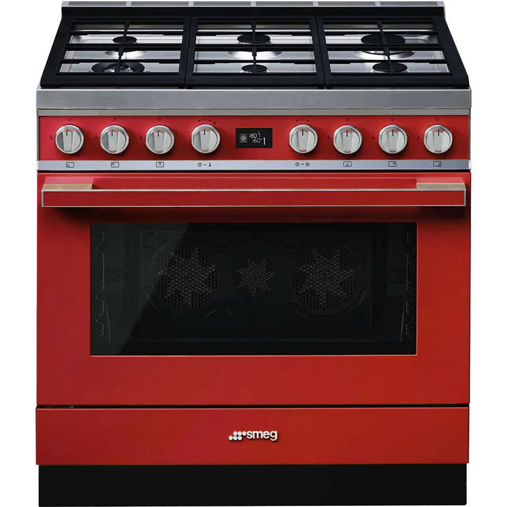 Smeg CPF9GPR Portofino Tek Fırınlı Kuzine 90 cm. Pirolitik Kırmızı