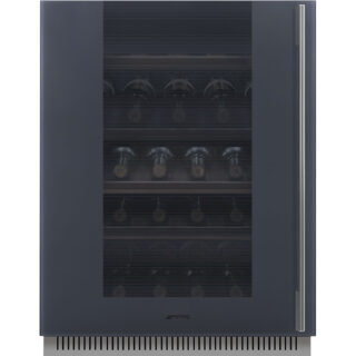 Smeg CVI138LG Linea Tezgahaltı Şarap Soğutucu 38 Şişe Kapasite H:82 cm. Neptun Grey Sol Ment.