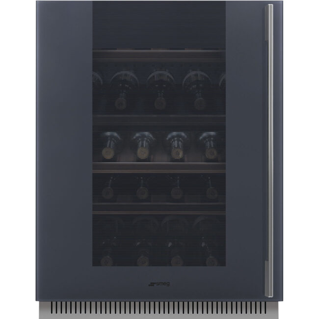 Smeg CVI138LG Linea Tezgahaltı Şarap Soğutucu 38 Şişe Kapasite H:82 cm. Neptun Grey Sol Ment.