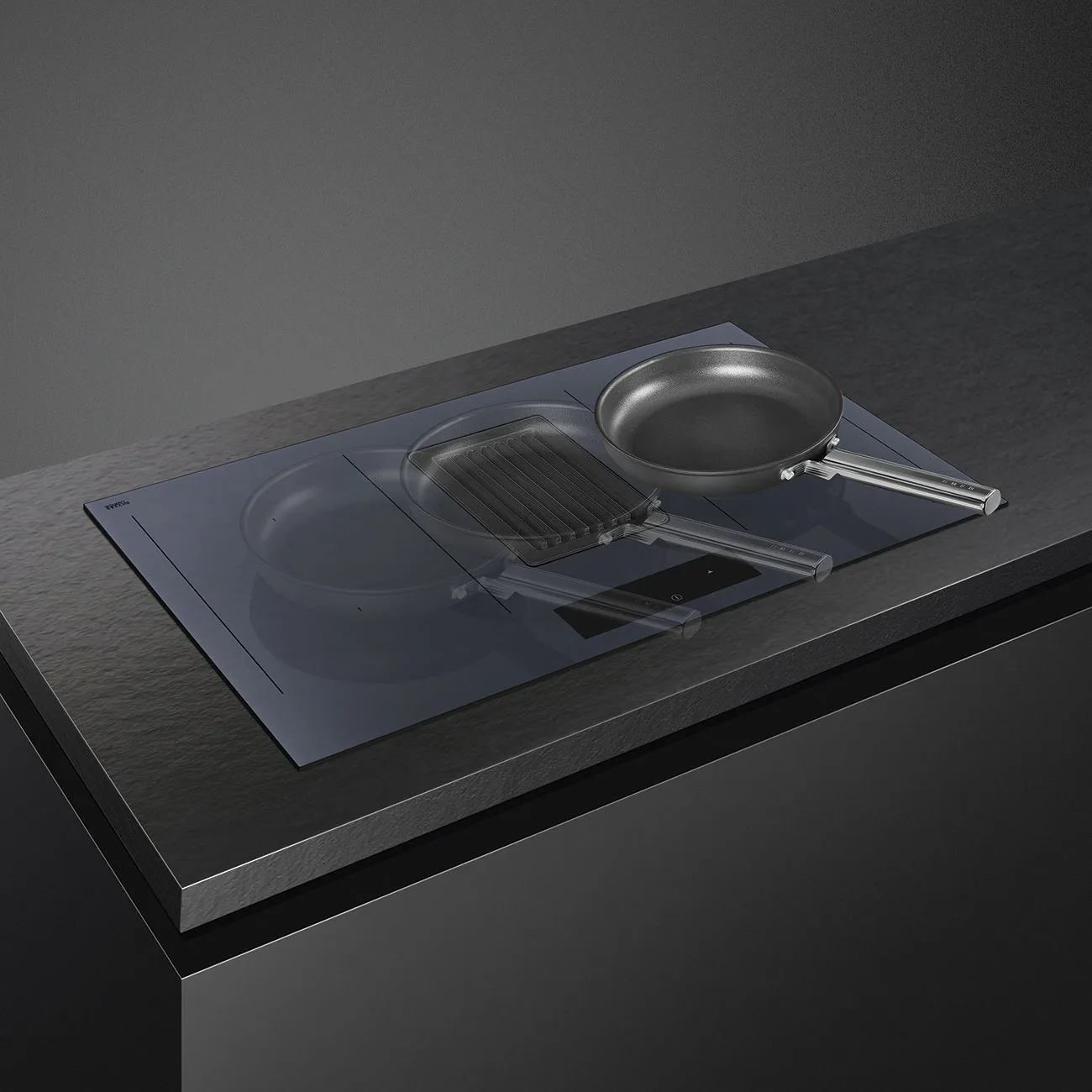 Smeg HOBD182DG Linea Entegre Davlumbazlı (700 m3) Multizone İndüksiyon Ocak 83 cm. Neptun Grey - Görsel 3
