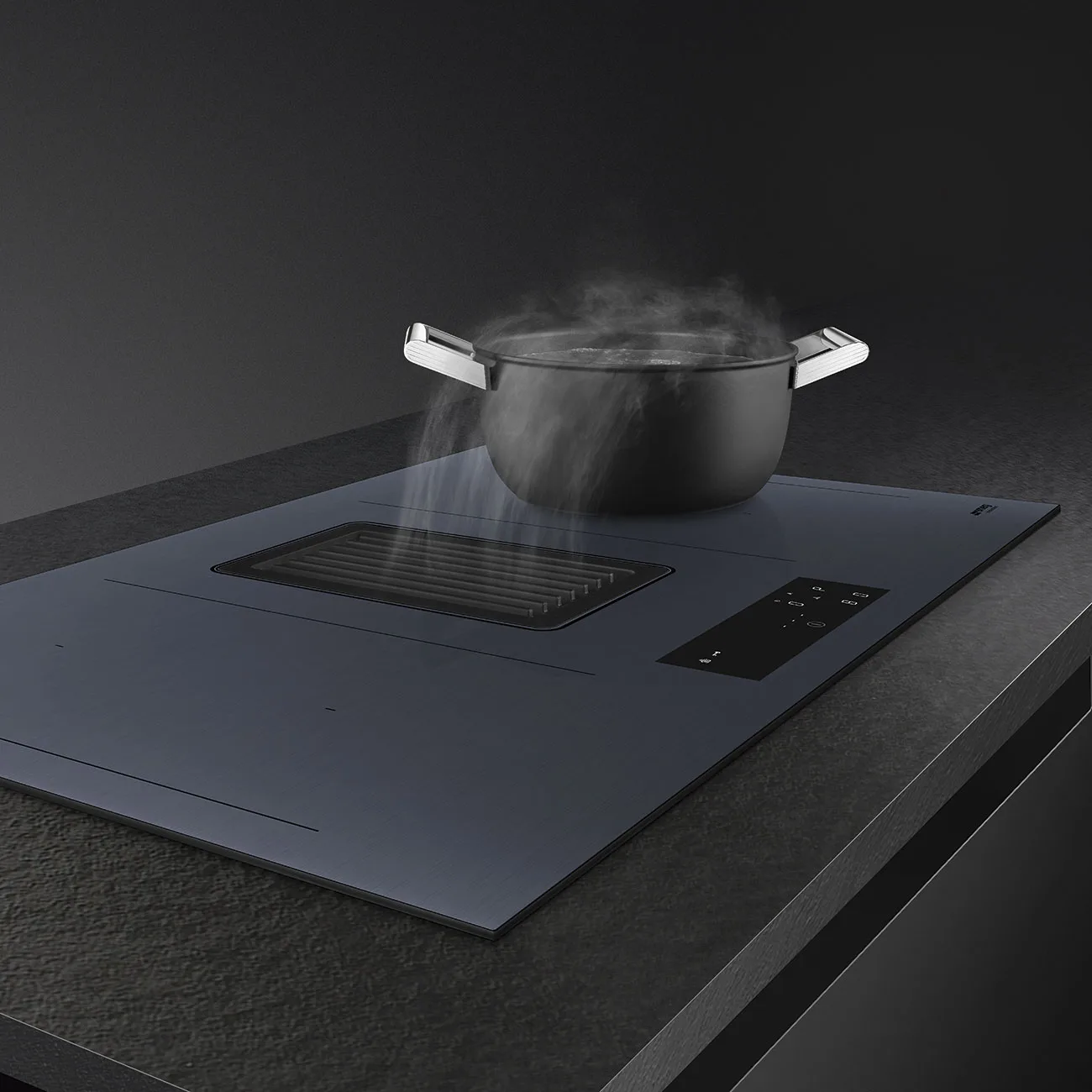 Smeg HOBD182DG Linea Entegre Davlumbazlı (700 m3) Multizone İndüksiyon Ocak 83 cm. Neptun Grey - Görsel 4