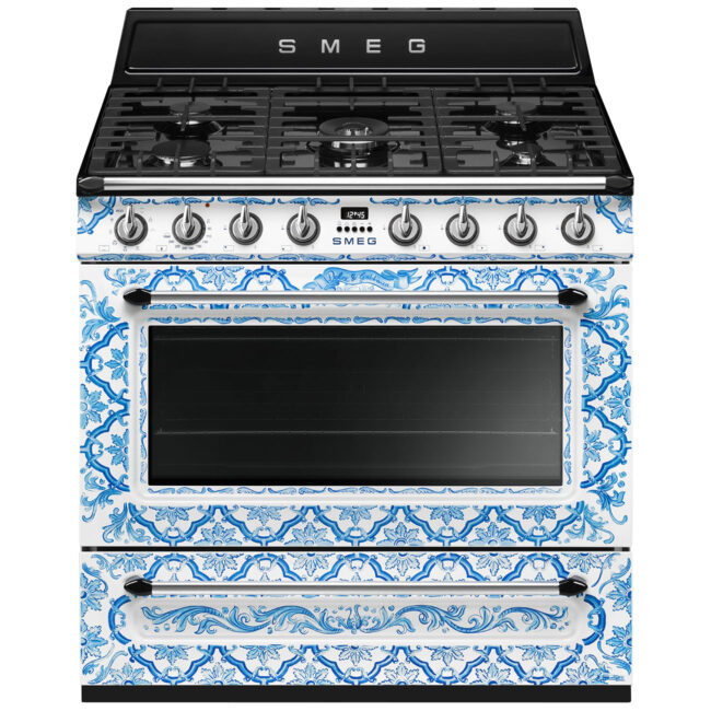 Smeg TR90DGM9 Dolce&Gabbana | Divina Cucina Blu Mediterraneo Gazlı Kuzine 90 cm.