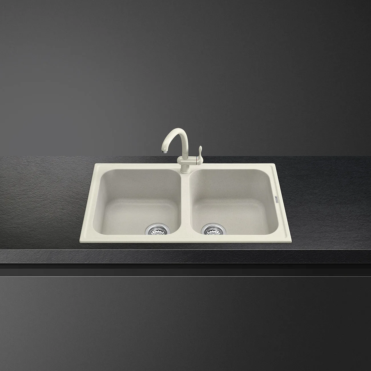 Smeg LZ862P Kompozit Granit Evye 2 Gözlü Krem Damlalıksız - Görsel 2