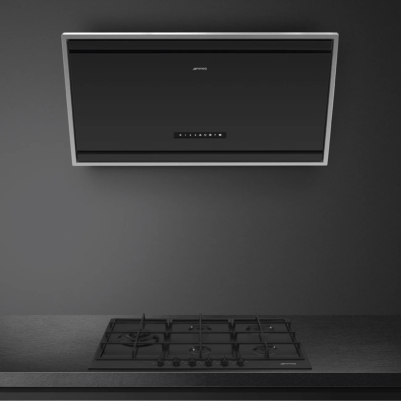 Smeg KV394MB Autovent Duvar Davlumbaz 90 cm. Mat Siyah Cam/Çelik - Görsel 4