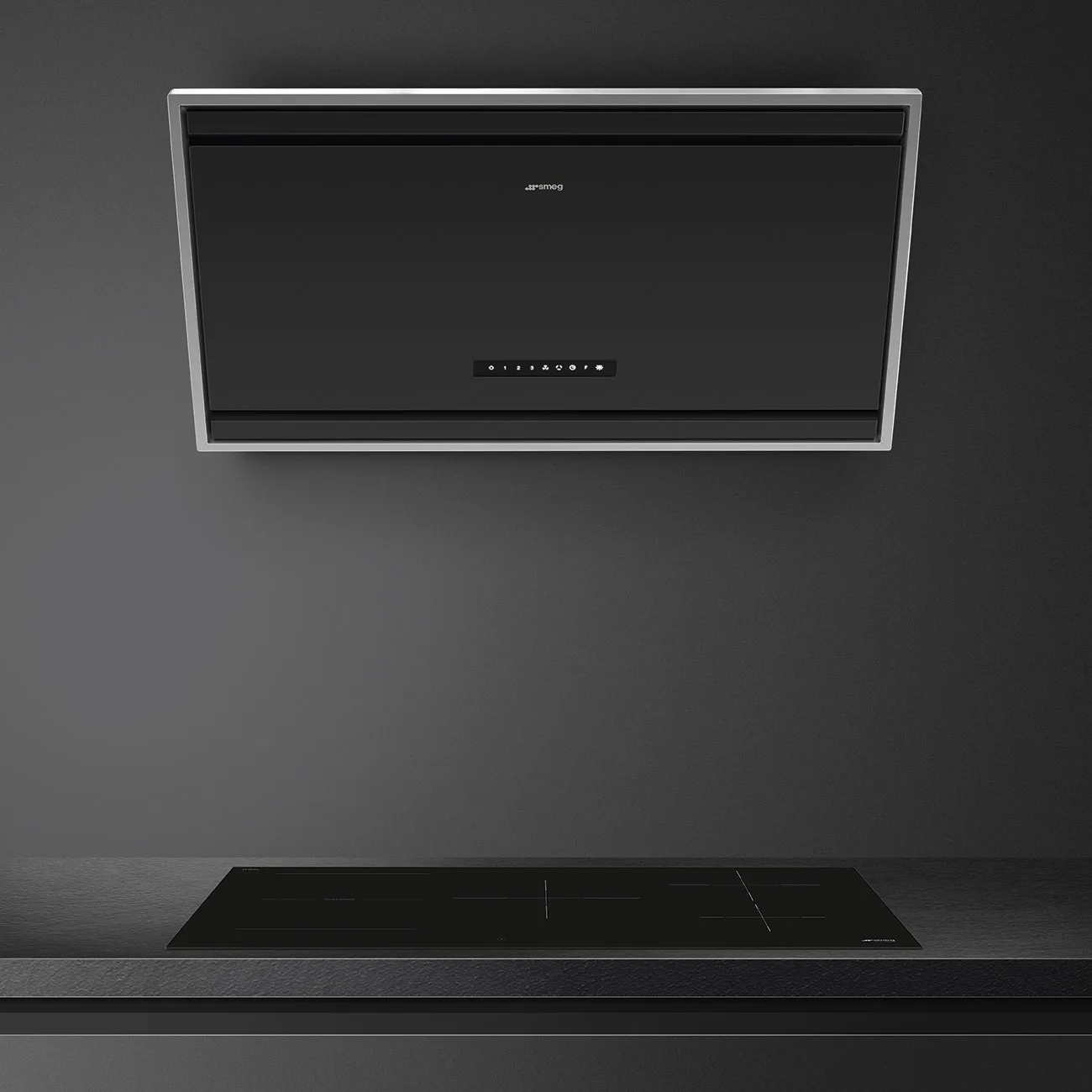Smeg KV394MB Autovent Duvar Davlumbaz 90 cm. Mat Siyah Cam/Çelik - Görsel 3