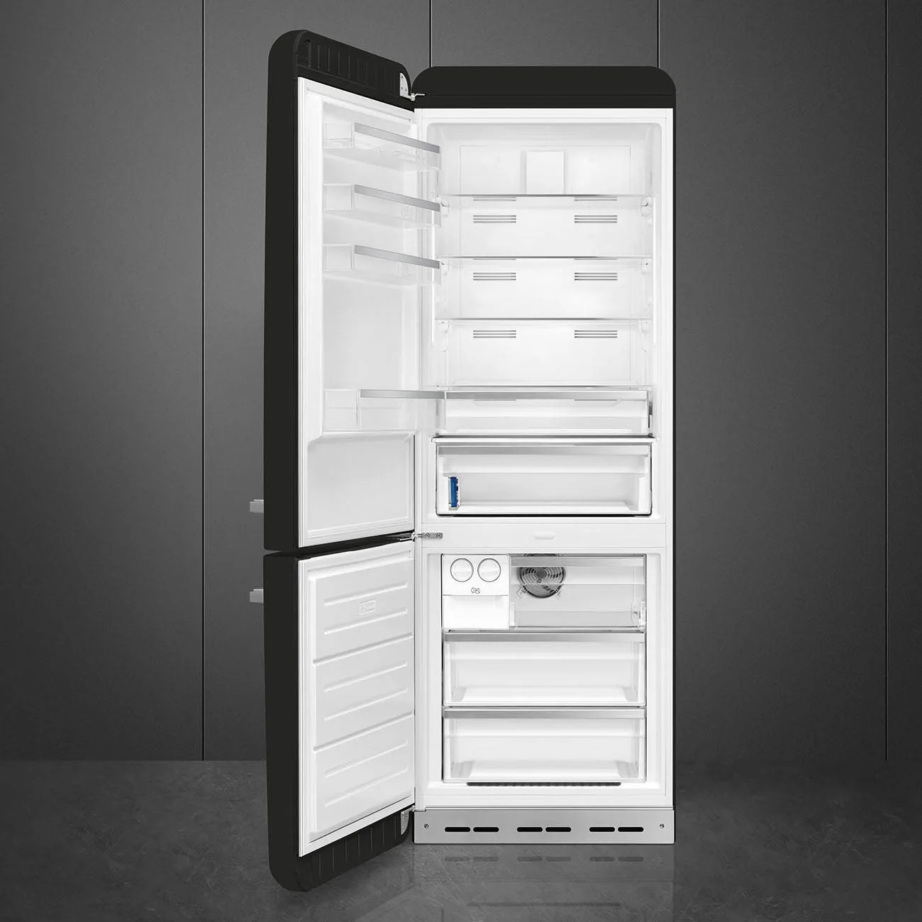 Smeg FAB38LBL6 Retro Dondurucu Altta 2 Kapılı Buzdolabı Siyah Sol Menteşe - Görsel 2