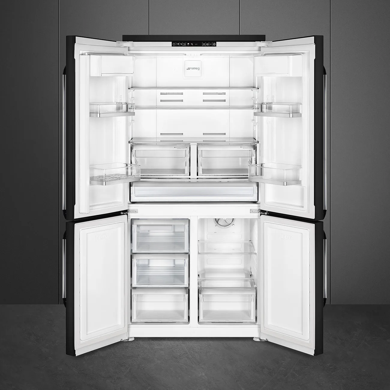 Smeg FQ960BL6 Victoria Solo 4 Kapılı Buzdolabı 90 cm. Siyah - Görsel 2