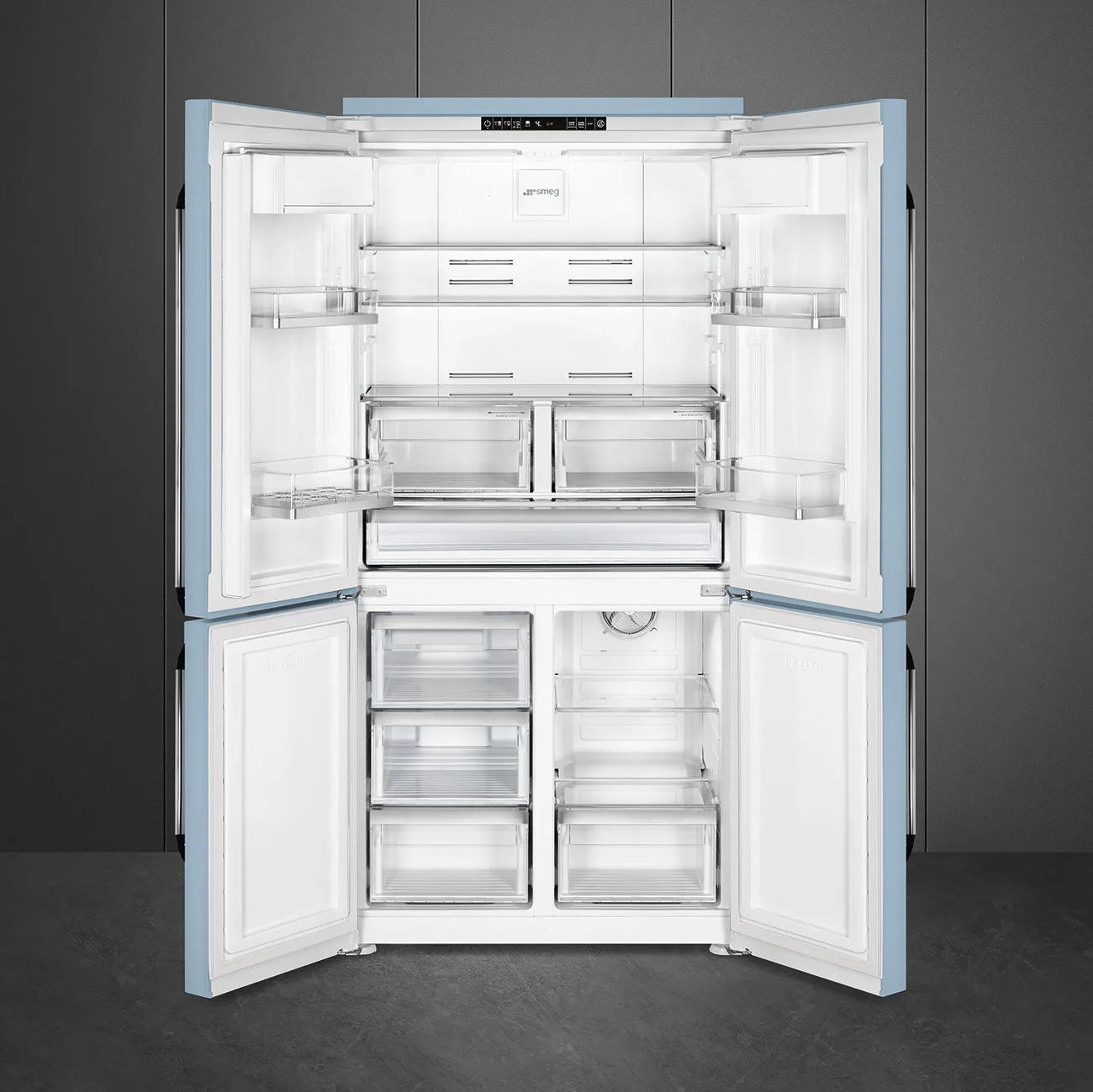 Smeg FQ960PB6 Victoria Solo 4 Kapılı Buzdolabı 90 cm. Pastel Mavi Gümüş - Görsel 2