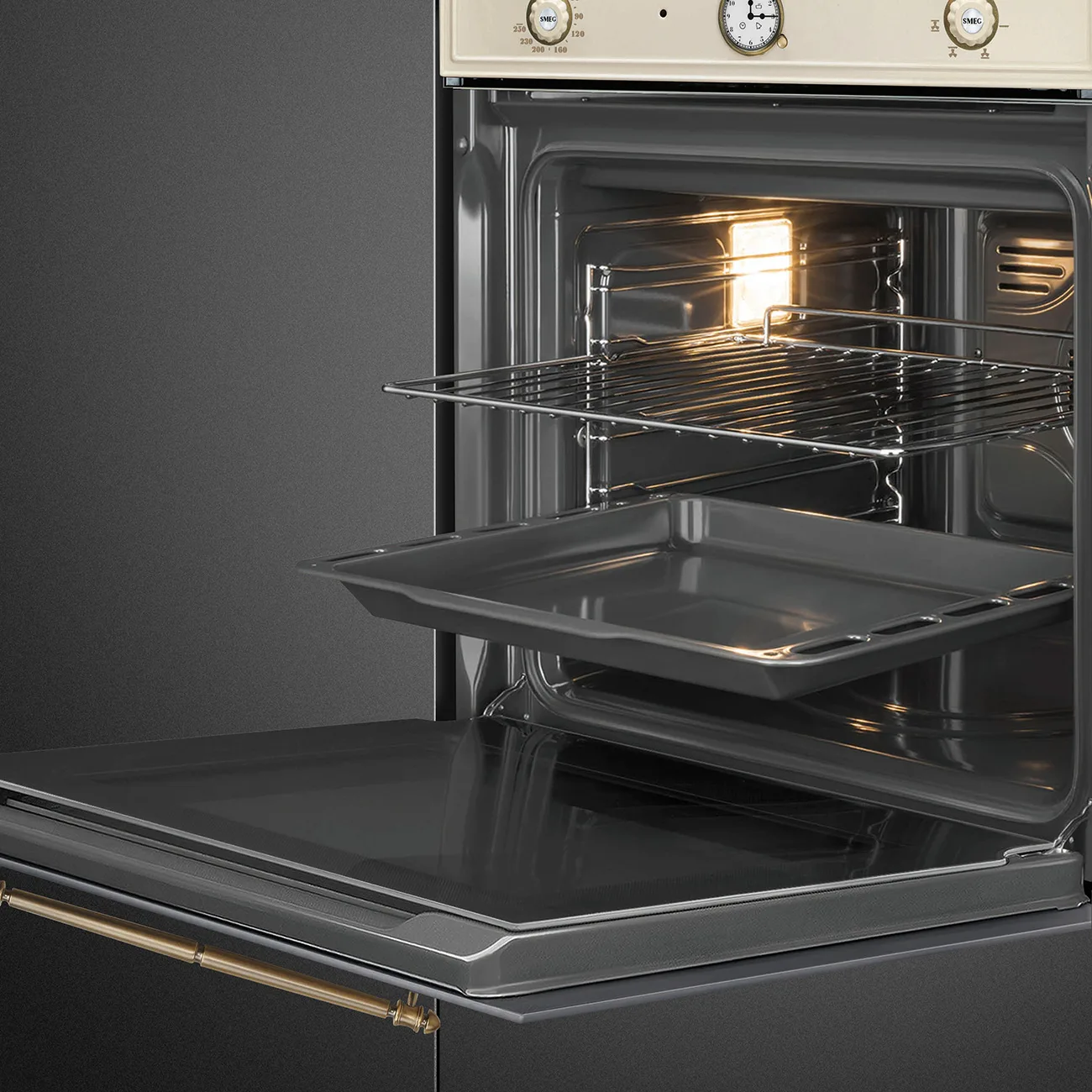 Smeg SFP67C1TPO Cortina Pirolitik Fırın 60 cm. Krem Rustik - Görsel 4