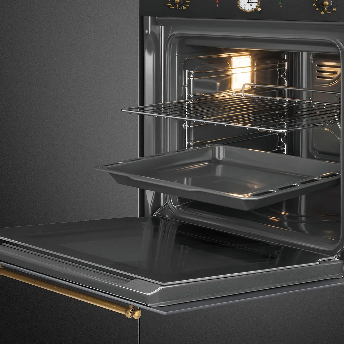 Smeg SFP68C1TAO Colonial Pirolitik Fırın 60 cm. Antrasit Rustik - Görsel 4