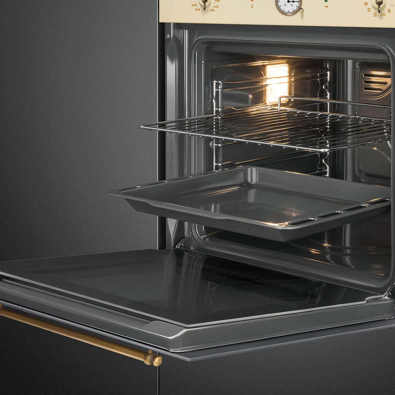 Smeg SFP68C1TPO Colonial Pirolitik Fırın 60 cm. Krem Rustik - Görsel 4