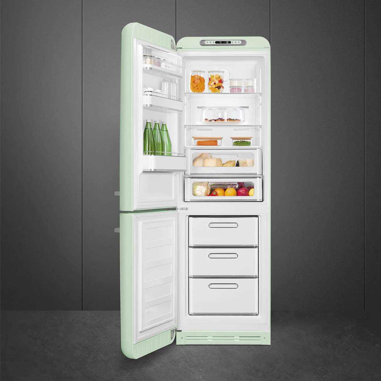 Smeg FAB32LPG6 Retro Dondurucu Altta 2 Kapılı Buzdolabı Pastel Yeşil Sol Menteşe - Görsel 3