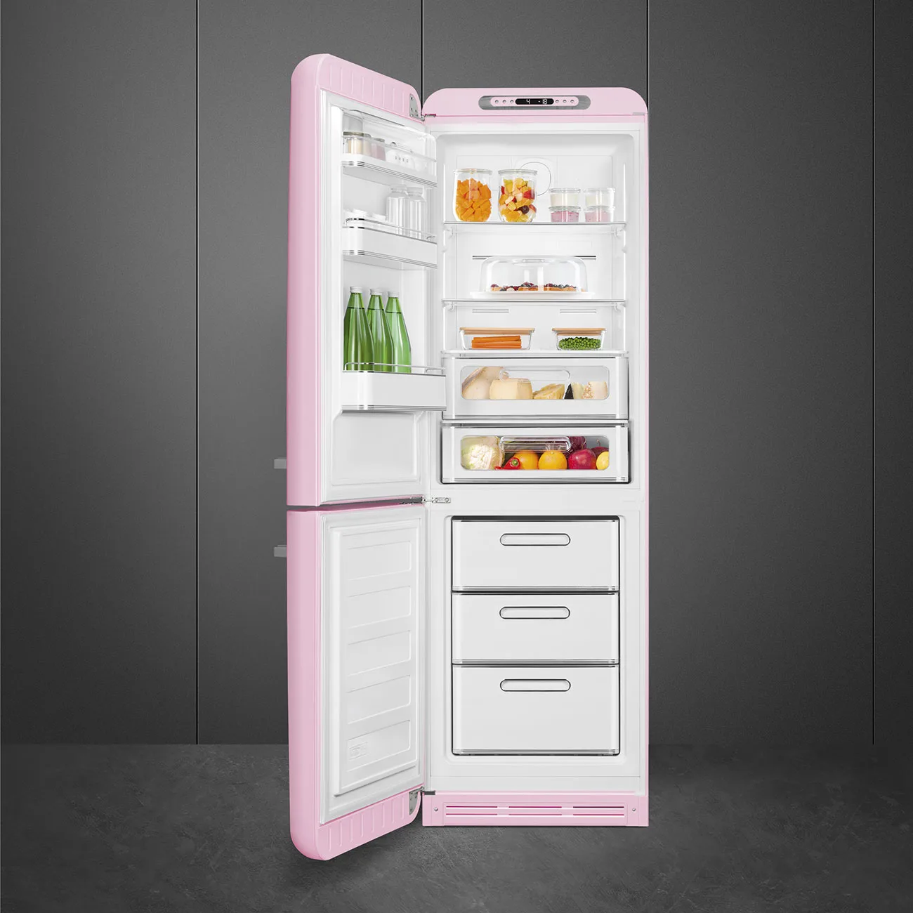 Smeg FAB32LPK6 Retro Dondurucu Altta 2 Kapılı Buzdolabı Pembe Sol Menteşe - Görsel 3